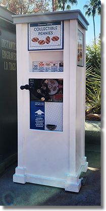 Machine, updated machine, new location, Downtown Disney's Lilo and Stitch pressed penny machine near Near Tortilla Jo's guide numbers DR0233-236 Spacesuit Stitch, Stitch, Lilo, Stitch & Angel. 