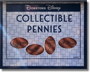 Marquee, updated machine, new location, Downtown Disney's Lilo and Stitch pressed pennies guide numbers DR0233-236 Spacesuit Stitch, Stitch, Lilo, Stitch & Angel.