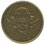 #135 Pirate Redd Disney Attraction Series #2 Souvenir Medallion Reverse. Medallion edge is reeded. 