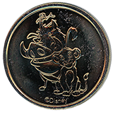#118 Disneyland Resort Souvenir Medallion featuring Timon, Pumbaa and Simba.