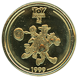 #144 Pixar Fest Toy Story 2, 1999, Souvenir Medallion, Pioneer Mercantile, Frontierland, Disneyland Park, USA April 26, 2024.