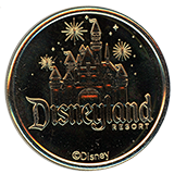 #146-147 Disneyland Castle Reverse  Cowboy Mickey, Cowgirl Minnie. Medallion Guide #s 146-147. Pioneer Merchantile, Frontierland, Disneyland, 4-26-2024. 