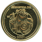 #157 Monsters Inc. 2001 with Souvenir Medallion featuring Boo, James P. Sullivan aka Sulley, and Mike Wazowski. 4-26-2024.  