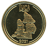 #159 Luca, 2021 Souvenir Medallion featuring Alberto Scorfano, Giulia Marcovaldo, and Luca Paguro. 4-26-2024. 